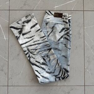 Just Cavalli Women's Grey and Blue zebra Trousers